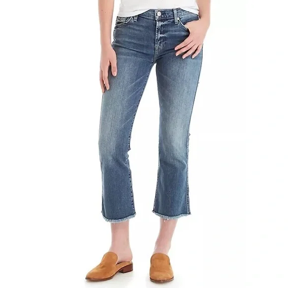 7 for all Mankind | Mid Rise Med Wash Frayed Ankle Cropped Boot Capri Jeans - Picture 12 of 12